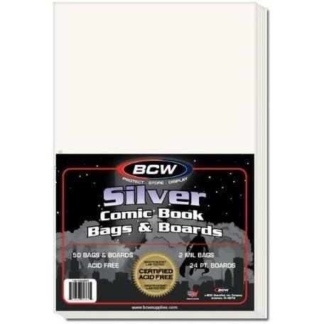 image:imageBCW Silver Age Comic Book Bags and Boards  1000 Total Packs  AcidFree Comic Book Storage  Clear Bags  Comic Book Sleeves and Boards for Silver Age Comics