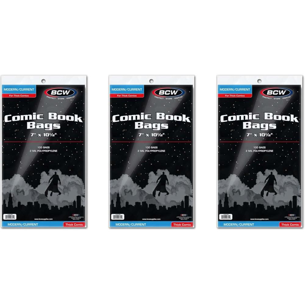image:imageBCW Thick CurrentModern Comic Bags  200 ct  AcidFree Modern Comic Bags for Current Issues  Exterior 7 x 10  inches  Crystal Clear Protection for Your Comic Collection300 Pack