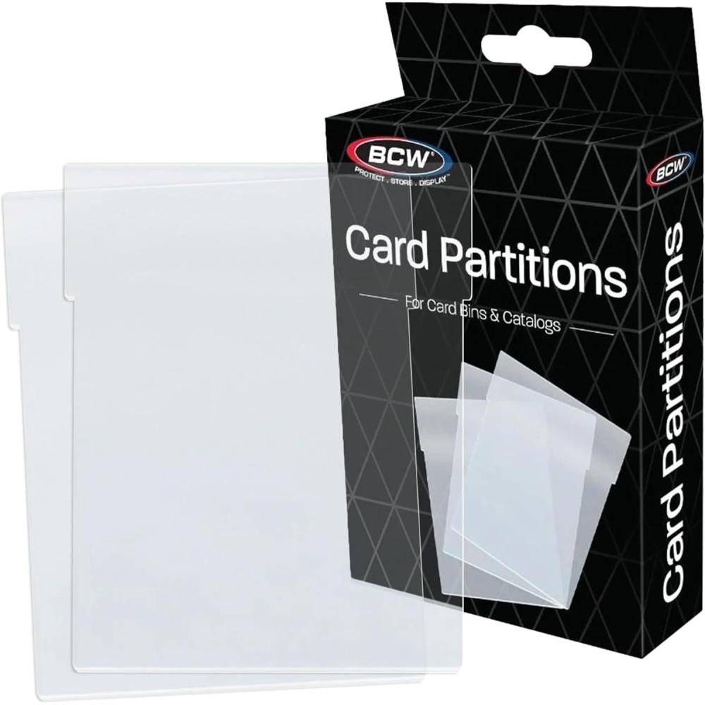 image:imageBCW Translucent Card Partitions 12 Pack Frosted Plastic Card Dividers for Card Bins amp 6 Drawer Catalog Trading Card Storage Organizer Durable Card Box Dividers