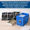 BCW Comic Book Bin Starter Kit with Short Comic Bin Dividers and Silver & Current Comic Bags and Boards, Archival Storage Box, Yellow(Blue)