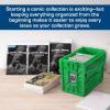 BCW Comic Book Bin Starter Kit with Short Comic Bin Dividers and Silver & Current Comic Bags and Boards, Archival Storage Box, Yellow(Green)