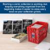 BCW Comic Book Bin Starter Kit with Short Comic Bin Dividers and Silver & Current Comic Bags and Boards, Archival Storage Box, Yellow(Red)