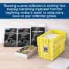 BCW Comic Book Bin Starter Kit with Short Comic Bin Dividers and Silver & Current Comic Bags and Boards, Archival Storage Box, Yellow(Yellow)