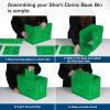 BCW Short Comic Book Bin | Holds 150 Comics | Stackable Plastic Storage | Acid-Free Organizer | Green, Single(5 Pack)