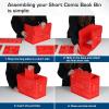 BCW Short Comic Book Bin | Holds 150 Comics | Stackable Plastic Storage | Acid-Free Organizer | Red, Single(Single)