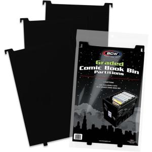 BCW Comic Bin Partitions | Exclusive Organizer for Short and Long Comic Book Bins | Notched, Tabbed, and Structurally Supportive Dividers (Green, 3 Pack)(Black / Graded)