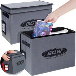 BCW Comic Book Storage Box – 4 Pack | Foldable Comic Book Case | Each fits 125-150 Sleeved and Boarded Comics | Storage For Silver, Bronze, and Current Comics(2 Pack)