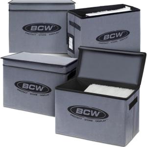 BCW Comic Book Storage Box – 4 Pack | Foldable Comic Book Case | Each fits 125-150 Sleeved and Boarded Comics | Storage For Silver, Bronze, and Current Comics(4 Pack)