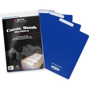 BCW Comic Dividers – 25 Pack | Archival Polyethylene Plastic Dividers | Organize Comics Efficiently in Storage Boxes | Write-On Index Tab (Red)(Blue)