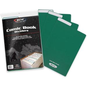 BCW Comic Dividers – 25 Pack | Archival Polyethylene Plastic Dividers | Organize Comics Efficiently in Storage Boxes | Write-On Index Tab (Red)(Green)