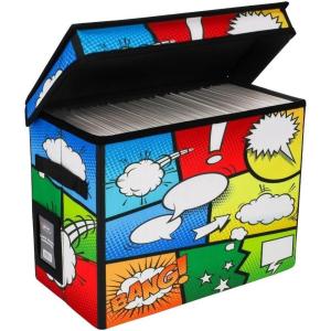BCW Comic Foldaway | Collapsible Comic Book Storage Tote for 125-150 Comic Books | Foldable Box for Comic Books (Single, Pow!)(Single)