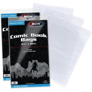 BCW Current Comic Bags (200 Pack) – Acid-Free BCW Comic Book Bags for Modern Comics | Crystal Clear Comic Book Sleeve Protection | 6 7/8 x 10 1/2(200 Pack)