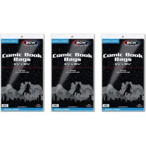 BCW Current Comic Bags (200 Pack) – Acid-Free BCW Comic Book Bags for Modern Comics | Crystal Clear Comic Book Sleeve Protection | 6 7/8 x 10 1/2(300 Pack)