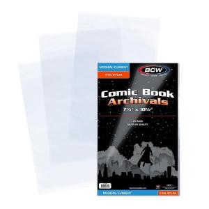 BCW Current Comic Mylar Archivals – 4 Mil Comic Book Bags | Archival Polyester Storage Sleeves for Comics | Mylar Comic Bags with 1-1/2″ Flap Closure