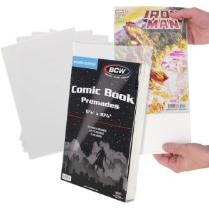 BCW Current Premade Comic Bags and Boards | Comic Book Sleeves and Backer Boards for Current/Modern Comic Books| Boards Come Pre-Loaded in Comic Bags for Protection (500, Non-Resealable)