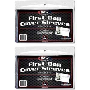 BCW First Day Cover Sleeves (100 Pack) | Clear, Archival-Quality Protection for #6 Collectible Envelopes, Durable & Acid-Free(200 Pack)