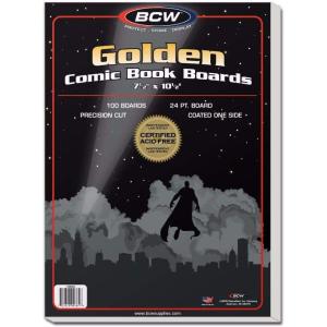 BCW Golden Age Comic Backing Boards – 100 Pack | Certified Acid-Free Comic Book Storage | 7 1/2 x 10 1/2 Inch Dimensions | Archival-Quality Boards for Comic Book Collection Protection