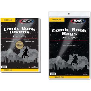 BCW Golden Age Comic Bags and Backing Boards – 100 Ct | Comic Book Bags and Boards for Golden Age Comics | Acid-Free Sleeves & Boards | Comic Book Collecting Supplies
