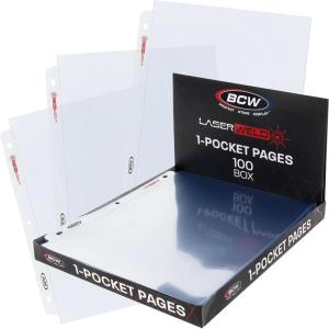 BCW LaserWeld® 1 Pocket Document Page | 100 Pack of 8.5 x 11 Clear Plastic Paper Sleeves | Archival-Safe Protective Sleeves for Paper with Reinforced Laser Welded Seams | 3 Ring Binder Compatible(100 Pack)