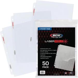 BCW LaserWeld® 1 Pocket Document Page | 100 Pack of 8.5 x 11 Clear Plastic Paper Sleeves | Archival-Safe Protective Sleeves for Paper with Reinforced Laser Welded Seams | 3 Ring Binder Compatible(50 Pack)