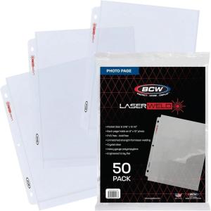BCW LaserWeld 8×10 Photo Pages – 50 Count Box | 8×10 Plastic Sleeves for Photos | Archival-Safe Photo Protector Sleeves for 3-Ring Binders(50 Pack)
