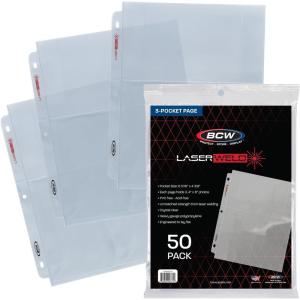 BCW Laserweld 3-Pocket 4×6 Photo Sleeves for 3 Ring Binder | Archival Photo Album Refill Pages | 100 Count(50 Pack)