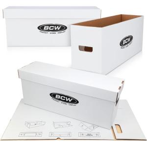 BCW Long Comic Storage Box – 1 ct | Holds 250–300 Current & Silver Age Comics | Sturdy 200 lb. for Cardboard Comic Book | Stackable Comic Storage Box for Collectors