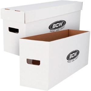 BCW Long Comic Storage Box – 10 ct | Holds 250–300 Current & Silver Age Comics | Sturdy 200 lb. for Cardboard Comic Book | Stackable Comic Storage Box for Collectors(2 Pack)
