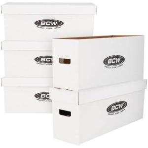 BCW Long Comic Storage Box – 10 ct | Holds 250–300 Current & Silver Age Comics | Sturdy 200 lb. for Cardboard Comic Book | Stackable Comic Storage Box for Collectors(5 Pack)