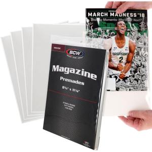 BCW Magazine Bags and Boards – (25 Pack) | Premade Resealable Magazine Protectors | Standard Size 8 ¾” x 11 ⅛” | Magazine Sleeves and Boards Pre-Loaded for Storage and Display(50)