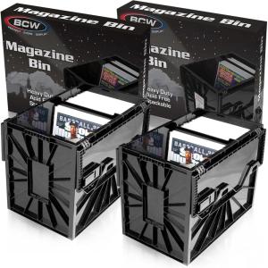 BCW Magazine Document & Comic Book Storage Bins | Durable Magazine Bin | Magazine Storage Box for Sorting and Organizing | Heavy Duty & Stackable Plastic – Fits all Comics (2 Pack)(2 Pack)