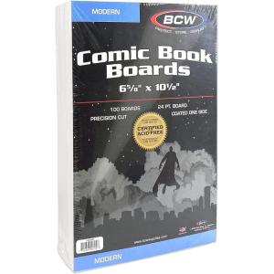 BCW Modern Comic Backing Boards – 100 Pack | Certified Acid-Free, Lab-Tested Archival Quality Comic Book Boards | Ideal for Comic Book Storage and Preservation(100 Pack)