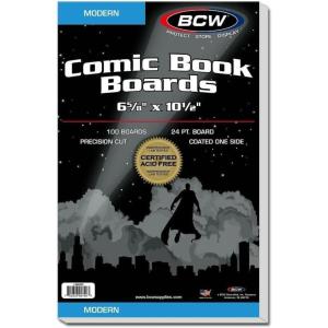 BCW Modern Comic Backing Boards – 100 Pack | Certified Acid-Free, Lab-Tested Archival Quality Comic Book Boards | Ideal for Comic Book Storage and Preservation(200 Pack)