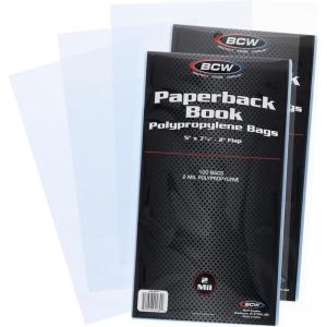 BCW Paperback Book Bags – 200-Pack | 5 x 7 3/8 Inches | Crystal Clear Polypropylene, Acid-Free Protection for Your Pocket Paperbacks | Book Covers for Paperbacks(200 Pack)