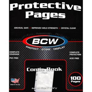 BCW Pro Comic Page (100 CT. Box) | Acid-Free PVC-Free Comic Book Protector Sleeve with Bags and Boards Compatibility | Fits Current and Silver Comics | Comic Book Storage Solution | Binder Pages