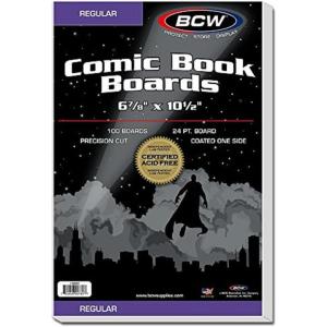 BCW Regular Backing Boards | 200 Count Each | Acid-Free Storage Solution for Comic Collectors | Protection and Display for Comic Books(100 Pack)
