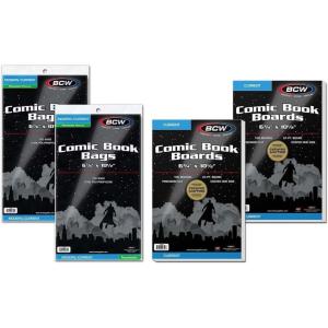 BCW Resealable Current Comic Book Combo Pack | 100 Pack for Acid-Free Backing Boards & Resealable Bags | Comic Book Storage & Protection | Fits Current Comics | Archival Quality | Standard 6.88×10.5(200 Pack)