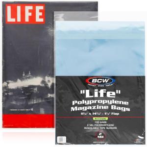 BCW Resealable Life Magazine Bags – 200 Pack | Crystal Clear Polypropylene | Archival Quality |Store Collectible Life Magazines | Exterior 11 1/8 x 14 1/4(100 Pack)