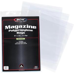BCW Resealable Magazine Bags – 3 Pack of 300 | Acid-Free, Clear Polypropylene Sleeves for Archival-Quality Storage of Collectible Magazines | Protect and Showcase Your Valuable Comic Book Collection