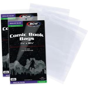 BCW Resealable Silver Age Comic Bags – 200 ct | Archival Quality, Acid-Free Protection for Silver Age Comic Books | 7 1/8 x 10 1/2 inches Comic Collection Storage Comic Books Bags
