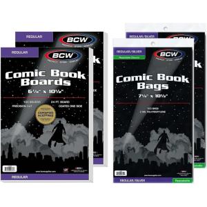 BCW Resealable Silver/Regular Age Comic Backing Boards | 200 Count Each | Acid-Free Storage Solution for Comic Collectors | Protection and Display for Comic Books