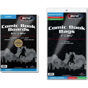 BCW Resealable Thick Current Comic Bags & Backing Boards (100 ct) | Acid-Free Comic Bags and Boards Storage & Protector | Ideal for Collectors, Displays, and Safe Storage of Comic Books