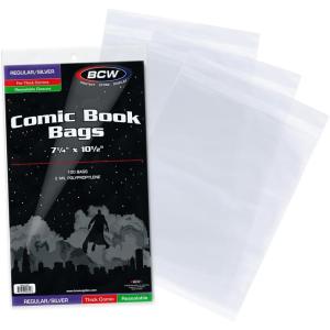 BCW Resealable Thick Silver Age Comic Bags – 200 ct | Archival Quality, Acid-Free Protection for Silver Age Comic Books | 7 1/4 x 10 1/2 inches Comic Collection Storage Comic Books Bags(100 Pack)