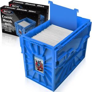 BCW Short Comic Book Bin | Holds 150 Comics | Stackable Plastic Storage | Acid-Free Organizer | Blue, Single(Blue)