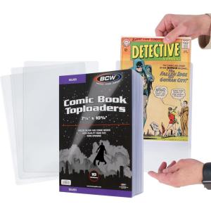 BCW Silver Age Comic Book Toploaders (20 Pack) | Rigid, Clear PVC Protection for Comics, Photos & Prints | Hard Top-Loading Case(10 Pack)