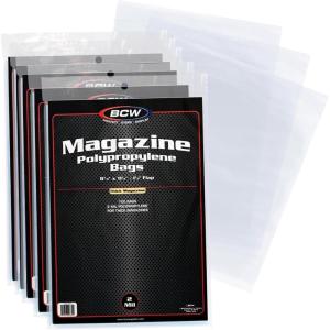 BCW Thick Magazine Bags – 1 Pack of 100 | Acid-Free, Clear Polypropylene Sleeves for Archival-Quality Storage of Collectible Magazines | Protect and Showcase Your Valuable Comic Book Collection(500 Pack)