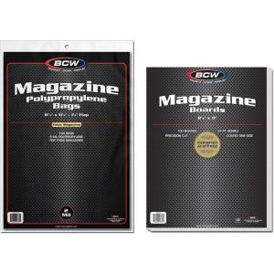 BCW Thick Magazine Bags and Backing Boards Combo Pack – 100 Each | Archival Clear Polypropylene Bags | Acid-Free Precision Cut Boards | Collectible Preservation Supplies | Magazine Storage