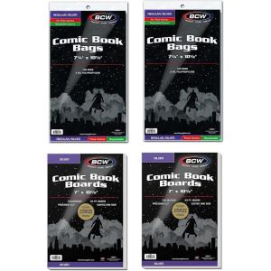 BCW Thick Resealable Silver/Regular Comic Bags & BCW Silver Comic Backing Boards | Acid-Free Storage for Comics | Comic Book Sleeves and Boards | 200 Bags & 200 Boards