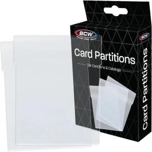 BCW Translucent Card Partitions – 12 Pack | Frosted Plastic Card Dividers for Card Bins & 6 Drawer Catalog | Trading Card Storage Organizer | Durable Card Box Dividers