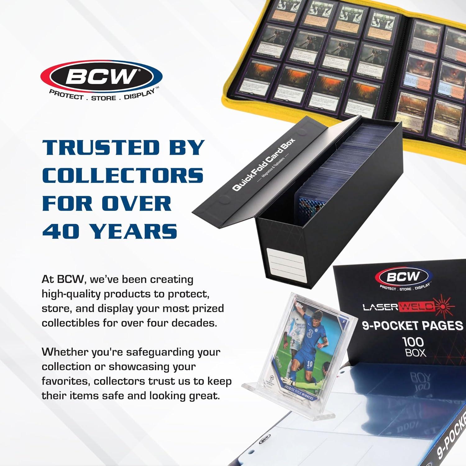 image:imageBCW 100 3x4 Topload Card Holder with 100 Standard Card Sleeves Baseball MTG Pokemon and Sports Card Protectors Rigid Toploaders for Cards with AcidFree Penny Sleeves